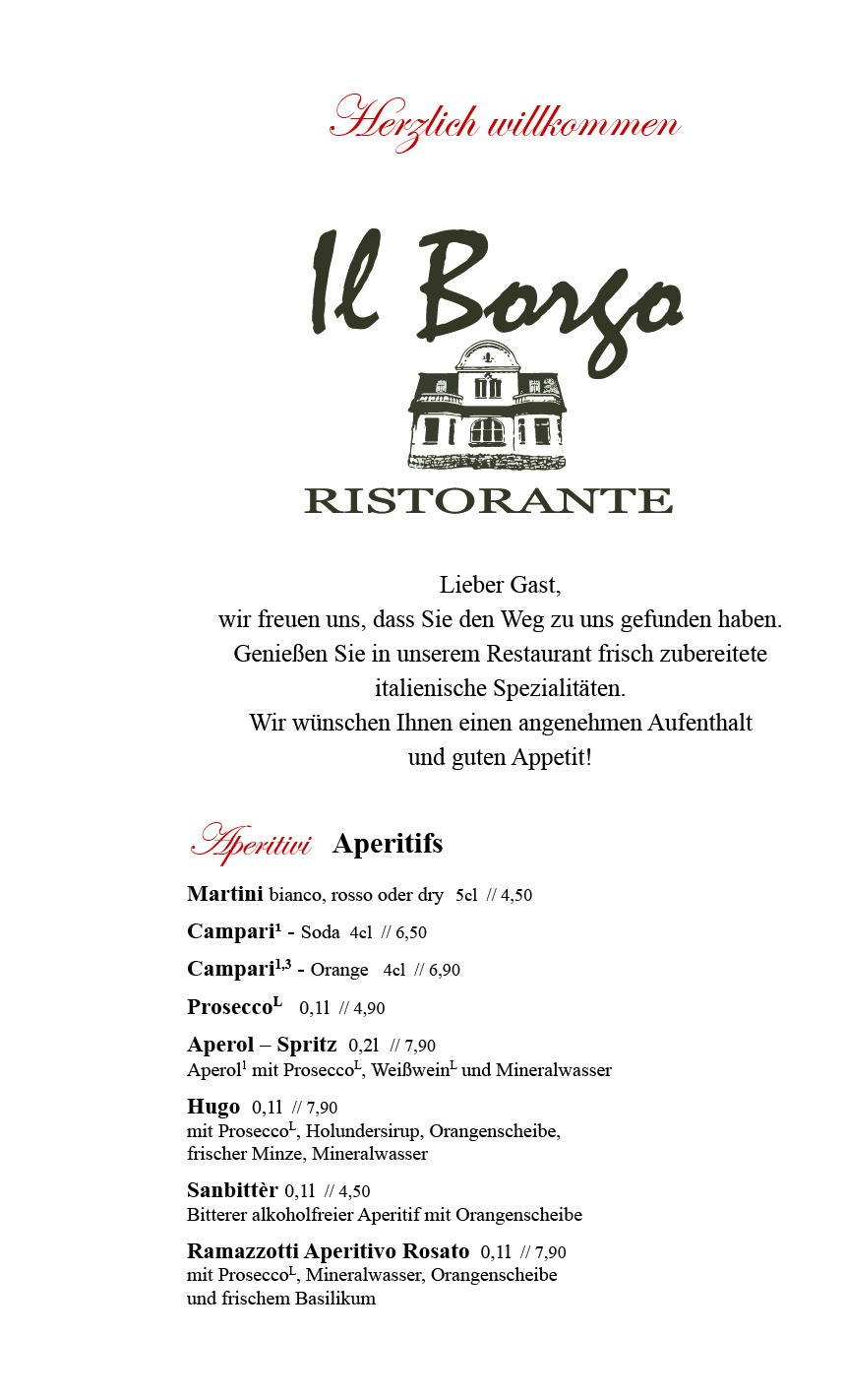 Restaurant Il Borgo Grünheide Speisekarte 1